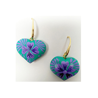 Arete En Corazón Alebrije Aqua Morado